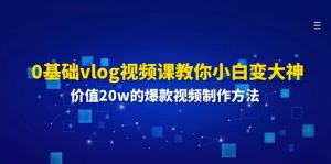 (11517期)0基础vlog视频课教你小白变大神:价值20w的爆款视频制作方法-聊项目