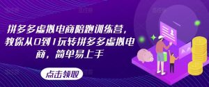 拼多多虚拟电商陪跑训练营,教你从0到1玩转拼多多虚拟电商,简单易上手-聊项目