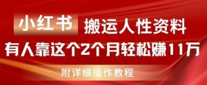 小红书搬运人性资料,有人靠这个2个月轻松赚11w,附教程【揭秘】-聊项目