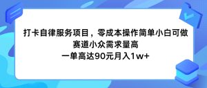 打卡自律服务项目,零成本操作简单小白可做,赛道小众需求量高,一单高达90元月入1w+-聊项目