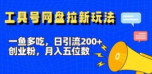 一鱼多吃,日引流200+创业粉,全平台工具号,网盘拉新新玩法月入5位数【揭秘】-聊项目