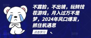 不露脸,不出镜,玩转找茬游戏,月入过万不是梦,2024年风口爆发,抓住机遇【揭秘】-聊项目