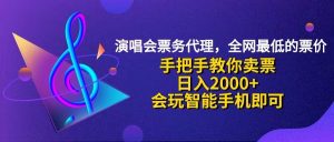 (12206期)演唱会低价票代理,小白一分钟上手,手把手教你卖票,日入2000+,会玩…-聊项目