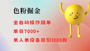 (12225期)色粉掘金 全自动 操作简单 单日收益7000+  单人单设备日引1000粉-聊项目