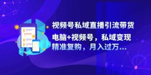 (12249期)视频号私域直播引流带货:电脑+视频号,私域变现,精准复购,月入过万…-聊项目