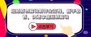 短剧原创解说制作全流程,新手必看,快速掌握短剧解说-聊项目