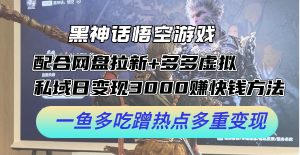 (12316期)黑神话悟空游戏配合网盘拉新+多多虚拟+私域日变现3000+赚快钱方法。…-聊项目