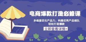 (13689期)电商爆款打造必修课:多维度优化产品力,构建优秀产品梯队,轻松打造爆款-聊项目